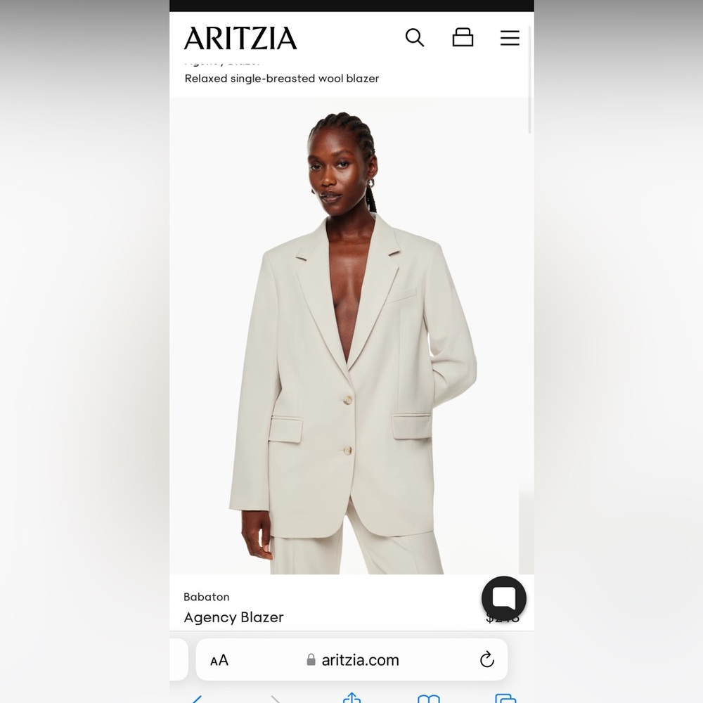 Aritzia Babaton Agency Blazer size S in Matte Pearl